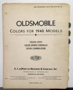 1940 Oldsmobile DuPont Automotive Paint Chips Bulletin No 10 Original