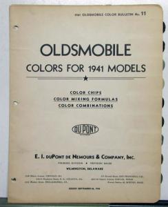 1941 Oldsmobile DuPont Automotive Paint Chips Bulletin No 11 Original