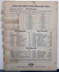 1942 Oldsmobile DuPont Automotive Paint Chips Bulletin No 12 Original