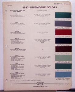 1953 Oldsmobile DuPont Automotive Paint Chips Bulletin No 20 Original