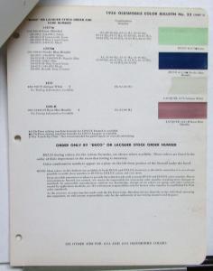 1956 Oldsmobile DuPont Automotive Paint Chips Bulletin No 23 Original