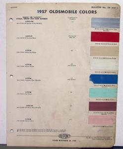 1957 Oldsmobile DuPont Automotive Paint Chips Bulletin No 24 Original