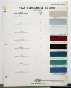 1961 Oldsmobile DuPont Automotive Paint Chips Bulletin No 28 Original