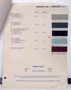 1950 Mercury DuPont Automotive Paint Chips Bulletin No 1 REVISED 10/10/50