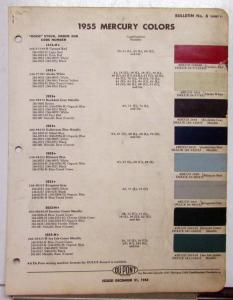 1955 Mercury DuPont Automotive Paint Chips Bulletin No 6 Original
