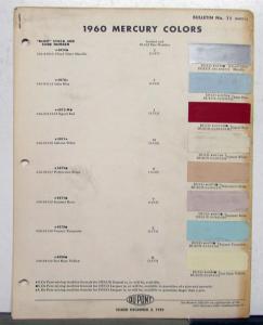 1960 Mercury DuPont Automotive Paint Chips Bulletin No 11 Original