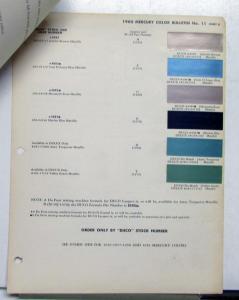 1960 Mercury DuPont Automotive Paint Chips Bulletin No 11 Original