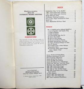 1969 General Motors GM Dealer Hydra-Matic 400 425 Transmission Trouble Shooting