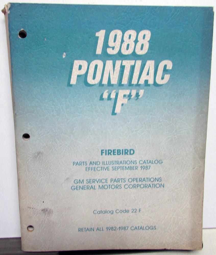 1988 Pontiac Firebird and Trans Am Parts and Illustration Book