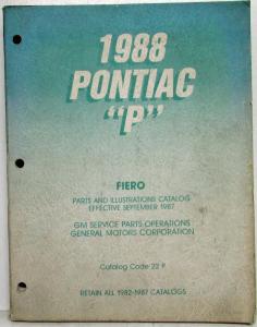 1988 Pontiac Fiero/Fiero GT Parts and Illustration Catalog