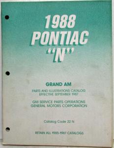 1988 Pontiac Grand Am Parts and Illustration Catalog