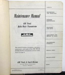 1953 GMC Truck Dealer Hydra-Matic Transmission Service Shop Repair Manual Orig