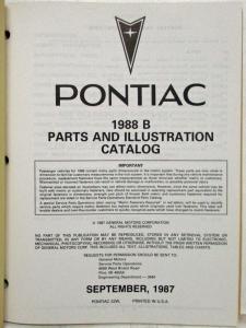 1988 Pontiac Safari Parts and Illustration Catalog
