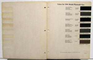 1941 Plymouth DuPont Automotive Paint Chips Bulletin #12 REISSUED 6/46