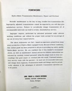 1958 GMC Trucks Dealer Hydra-Matic Transmission Service Shop Repair Manual