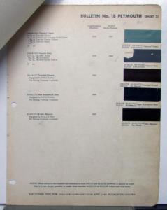 1950 Plymouth DuPont Automotive Paint Chips Bulletin #14 REVISED 9/1/50