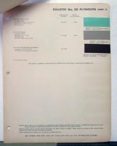 1952 Plymouth DuPont Automotive Paint Chips Bulletin #20 Original