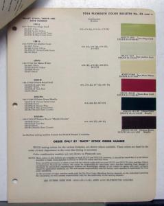 1954 Plymouth DuPont Automotive Paint Chips Bulletin #22 Original