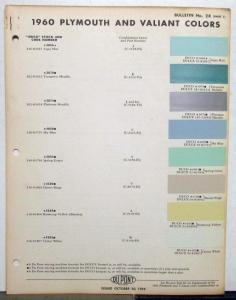 1960 Plymouth DuPont Automotive Paint Chips Bulletin #28 Original