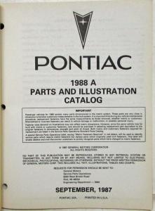 1988 Pontiac 6000 Parts and Illustration Catalog