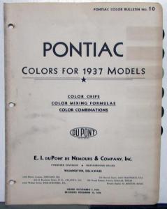 1937 Pontiac DuPont Automotive Paint Chips Bulletin #10 REVISED 12/15/38