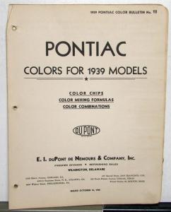 1939 Pontiac DuPont Automotive Paint Chips Bulletin #12 Original