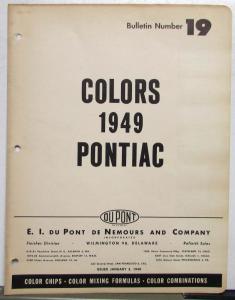 1949 Pontiac DuPont Automotive Paint Chips Bulletin #19 Original