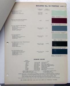 1952 Pontiac DuPont Automotive Paint Chips Bulletin #22 Original