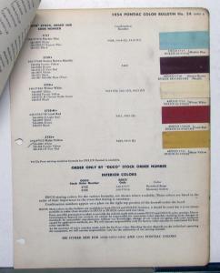1954 Pontiac DuPont Automotive Paint Chips Bulletin #24 Original