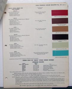 1955 Pontiac DuPont Automotive Paint Chips Bulletin #25 Original