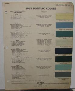 1955 Pontiac DuPont Automotive Paint Chips Bulletin #25 Original