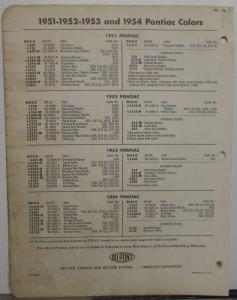1955 Pontiac DuPont Automotive Paint Chips Bulletin #25 Original