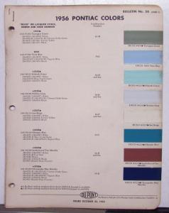 1956 Pontiac DuPont Automotive Paint Chips Bulletin #26 Original