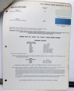 1957 Pontiac DuPont Automotive Paint Chips Bulletin #27 Original
