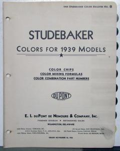 1939 Studebaker DuPont Automotive Paint Chips Bulletin #8 Original