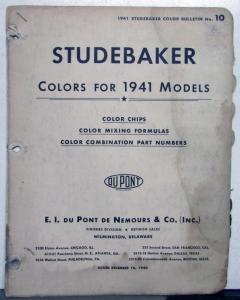 1941 Studebaker DuPont Automotive Paint Chips Bulletin #10 Original