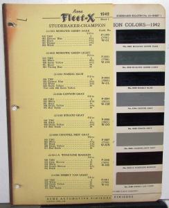 1942 Studebaker ACME Fleet-X Automotive Paint Chips Bulletin #13 Original