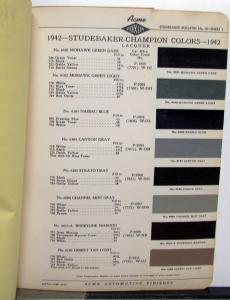 1942 Studebaker ACME Fleet-X Automotive Paint Chips Bulletin #13 Original