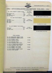1942 Studebaker ACME Fleet-X Automotive Paint Chips Bulletin #13 Original