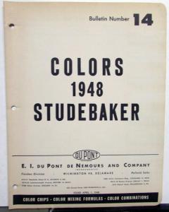 1948 Studebaker DuPont Automotive Paint Chips Bulletin #14