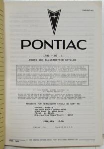 1982-1989 Pontiac Sunbird Parts and Illustration Catalog
