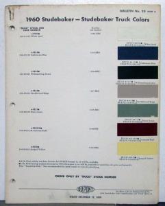 1960 Studebaker DuPont Automotive Paint Chips Bulletin #25 Original