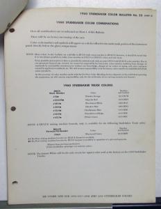 1960 Studebaker DuPont Automotive Paint Chips Bulletin #25 Original