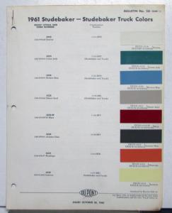 1961 Studebaker DuPont Automotive Paint Chips Bulletin #26 Original