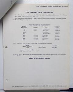 1961 Studebaker DuPont Automotive Paint Chips Bulletin #26 Original