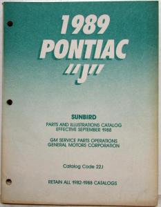 1989 Pontiac Sunbird Parts and Illustration Catalog