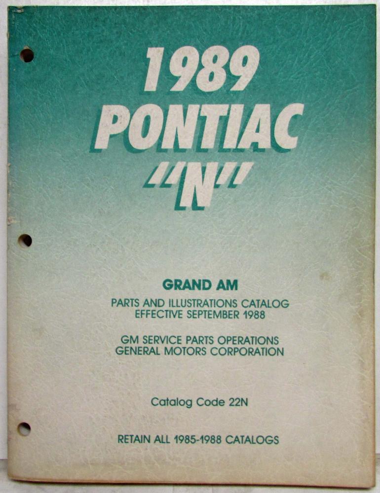 1989 Pontiac Grand Am Parts and Illustration Catalog