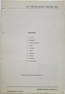 1973 Porsche 914 Air Conditioner After-Sale Installation Instructions - Partial