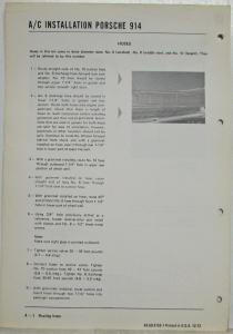 1973 Porsche 914 Air Conditioner After-Sale Installation Instructions - Partial