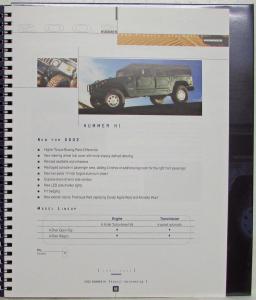 2002 Hummer H1 Media Information Press Kit